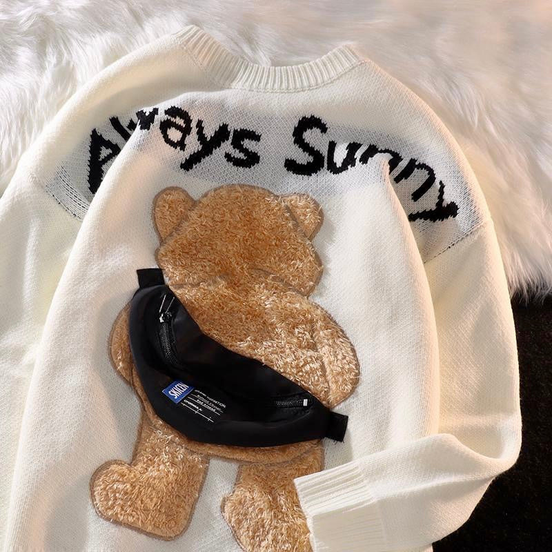 【Ahhkawaii】Couple's Cute Bear Backpack and High-End Cotton Sweater - Niche, Stylish, Perfect for Autumn/Winter