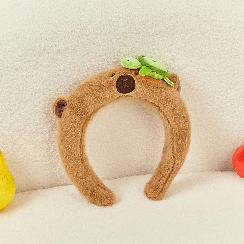 【Ahhkawaii】2023 New Capybara Plush Headband - Cute Hair Accessory for Autumn/Winter, Ideal Gift for Girls