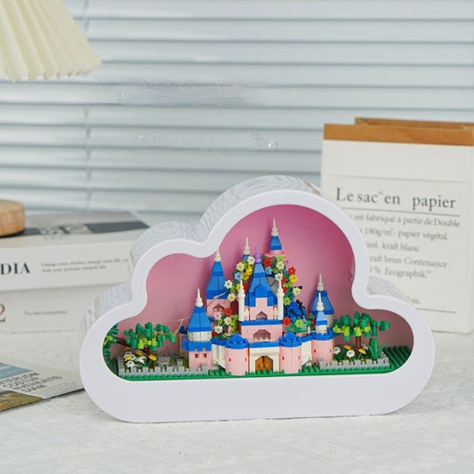 【Ahhkawaii】2023 New Christmas Fairy Tale Night Light Makeup Mirror with Cloud Blocks - a Charming Gift for Girls