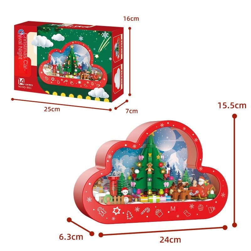 【Ahhkawaii】2023 New Christmas Fairy Tale Night Light Makeup Mirror with Cloud Blocks - a Charming Gift for Girls