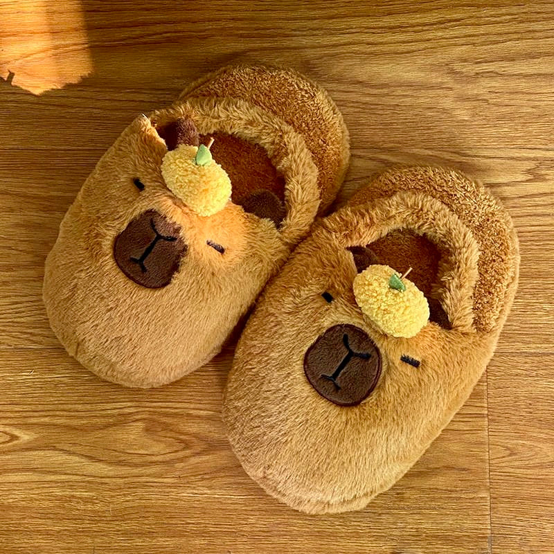 【Ahhkawaii】2023 New Capybara Winter Home Couple Cute Plush Slippers Shoes