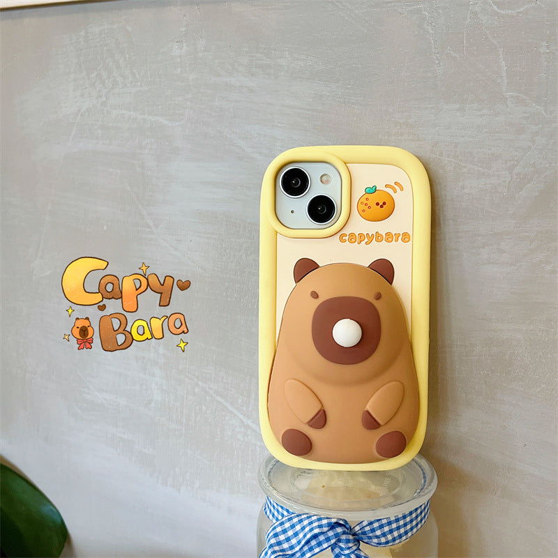 Cartoon Cute Bubble Blowing Creative Capybara Silicone Phone Case