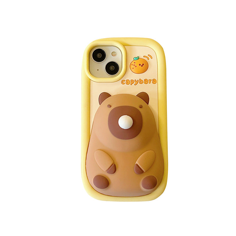 Cartoon Cute Bubble Blowing Creative Capybara Silicone Phone Case